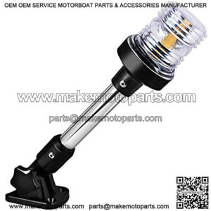 White LED Fold Down Boat Stern Light Boat Anchor Light for Pontoon and Fishing Boat (12")