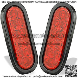 6 inch Oval Trailer Tail Lights, 2PC Red Oval Taillights Kit with 10 Diodes of Bright LED Power, Waterproof Submersible