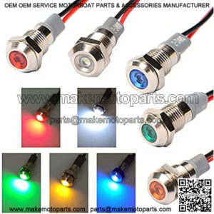 5pcs LED Indicator Light 8mm 1/4" 12V Metal Waterproof Signal Lamp Power Work Light for Pilot Dash Car Truck Boat (8MM, 1- Mixed color)