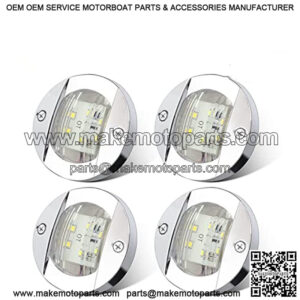 4PCS White DC12V 6 LED Side Marker Light Navigation Lights Waterproof Marine Boat Yacht Round Transom Anchor Stern Lights Lamp Courtesy Light with Chrome Bezel