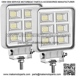 LED Boat Lights, Adzoon 2 Pcs 4 Inch Waterproof Flood Test Deck/Dock Marine Lights Square White LED Work Light for Pontoon Fishing Truck Car SUV ATV UTV Motorcycle 4WD