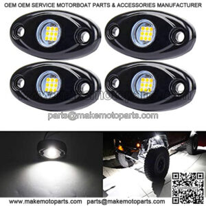 White LED Rock Lights, 4 Pods Neon 12V Waterproof Underglow Underbody Kit Crawler Crawling Dome Exterior Wheel Lights for ATV RZR UTV SUV Off-Road Auto Boat Motorcycle Glow Trail Rig Fender Lamp