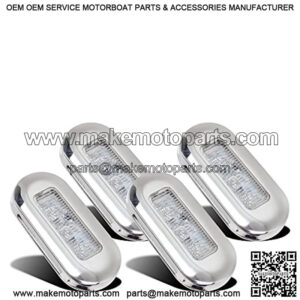 4pcs 3" LED Oblong Stainless Courtesy Light Accent Yacht Boat Clear/White, Submersible LED Boat/Caravan Light, Walkways Step storage Led Interior Exterior courtesy Lights lighting