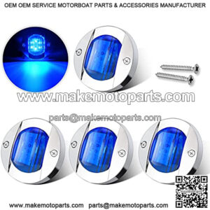 4PCS Blue DC12V 6 LED 3 Inch Side Marker Light Navigation Lights Round Boat Interior Lights IP68 Waterproof Boat Yacht Transom Anchor Stern Lights