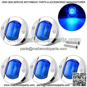 5Pcs Blue DC 12V 3 Inch Round Boat Interior Lights Transom Mount Led Stern Anchor Lights LED Night Fishing Lights IP67 Waterproof Deck LED Courtesy Light