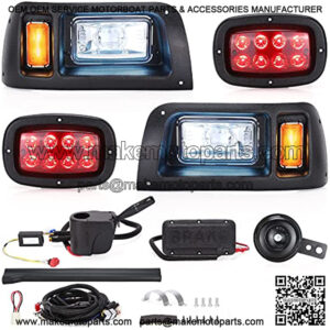 Golf Cart LED Light Kit(12V-48V) for Club Car DS with Daytime Running Light Low-beam/High-beam for Club Car DS G&E All Models With LED Head Light, Tail Lights, Turn Signals, Brake Lights