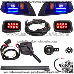 Golf Cart Deluxe LED Headlight Taillight Light Kit for EZGO TXT, RGB Daytime Running Light Low High Beam Turn Signal Brake Pad Hazard Light Function