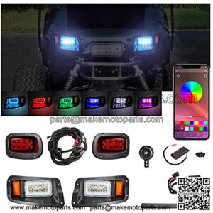 3 Version Golf Cart LED Headlight and Tail Light for EZGO TXT Freedom Carts (12V-48V) with Turn Signals Kits, Safe Daytime Running Lights & Multi Color App Bluetooth Control Light Kits