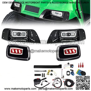 Deluxe Plus LED Light Kit Fit EZGO TXT 1996-2013 Gas and Electric Golf Cart 20A DC Converter USB Charging Socket Low/High Beam DRL Delay Relay Brake Switch