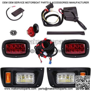Golf Cart LED Headlights and Tail Light Kits for Club Car DS Gas & Electric Carts, 12V Street Legal Lights Kit With Turn Signal Wiring Harness