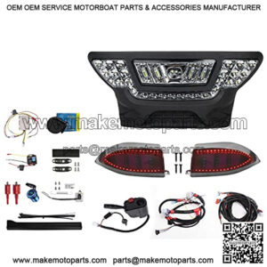 LED Deluxe Plus Light Kit Fit Club Car Precedent Golf Cart Acc 20A DC Converter USB Low/High Beam DRL Turn Signal Light Scanning Turn Tail Light Pull Spring Brake Light Switch