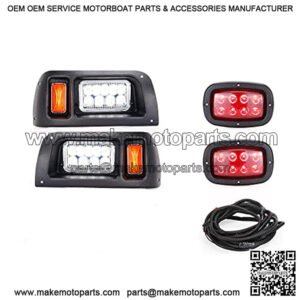 Golf Cart LED Headlight and Tail Light Kit for Club Car DS Carts Gas & Electric, 12 Volt Input