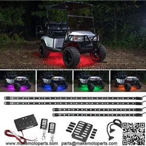 4pc Expandable Million Color LED Golf Cart Underglow Accent Neon Lighting Kit for EZGO Yamaha Club Car - Fits Electric & Gas Golf Carts - Water Resistant Flexible Tubes - Current Model