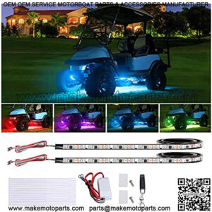 Golf Cart Underglow LED Light Strip Kit, 14 Modes Underbody Glow Neon Lighting with Wireless Remote Control, Sound Active, Water Resistant Flexible Tubes 126-LEDs 86 Inch 2 Pack