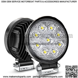 15016F-B Led 2PCS 4.5" 27w 3000LM Round Flood Light Pod Off Road Fog Driving Roof Bar Bumper for Jeep,SUV Truck, Hunters