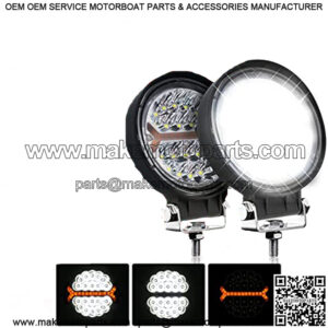 LED Light Pods Bar 4 Inch 30000LM 60W Round Spot Flood Amber White Driving Offroad Fog Work Backup Bumper for Truck Jeep ATV UTV SUV Tractor Motorcycle 4x4 Cart Trailer Boat Waterproof 2PCS