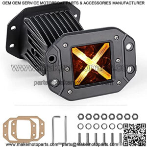 Auto Buero Flush Mount LED Pods with Amber Daytime Running Light, 2Pcs 5 Inch 20W Spot Light LED Work Light Bars Compatible with Reverse Fog Light for Off Road Golf Cart Trucks Tractor Boat