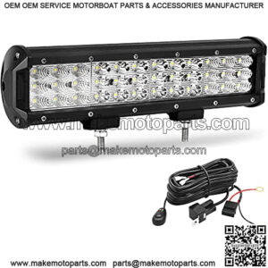 12 Inch LED Light Bar 180W Tri-Row Work Lights Spot Flood Combo Beam Driving Fog Lamp w/ Wiring Harness, Fit for Off Road Truck Car Jeep Boat SUV ATV UTV Pickup