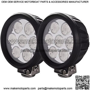 6 Inch Round 70W 6000K Nature White Super Bright 30?? Flood Beam LED Off Road Auxiliary Light for Low Speed Driving, IP69 Waterproof Rating, 2 Pieces
