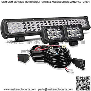 20 in LED Light Bar W/2pcs Spot Pods Cubes Switch Harness for Tractor Boat Utv Golf Cart Ford Polaris RZR Ranger Honda ATV Gmc Yukon Pickup Tacoma Am Commander 4Wheeler Yamaha Suburban