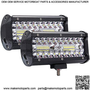 2PCS 7 Inch 120W Triple Row Flood Spot Combo Led Light Bar LED Pods Driving Boat Lights Led Off Road Trucks Lights, 2 Years