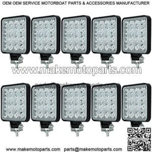 12v Led Flood Tractor Work Reserve Lights, 48W Backup Driving Lights for Tow Trucks, Tractor, Trailer Cargo, Skid Steer, Forklift, Kayak (10PCS Square)????