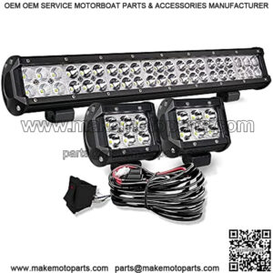 20 Inch LED Light Bar 126W Spot Flood Combo LED Bar 2PCS 4Inch Spot Pods Cubes with Rocker Switch Wiring Harness