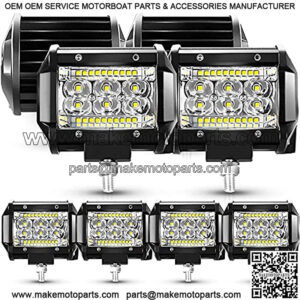 LED Pods for Truck, 4 Inch LED Light Bar, 15000lm 78W 12V 24V Spot Flood Combo Offroad Fog Lights LED Work Light Driving for Truck Pickup Tractor ATV UTV SUV RV Golf Cart Boat, Pack of 8