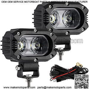 4 Inch LED Light Pods 60W Broad Flood White LED Offroad Driving Light Fog Light 12D Corrugated Lens Led Lamp with Off Road Wiring Harness for Wrangler Truck Pickup SUV ATV UTV (2 Pcs)