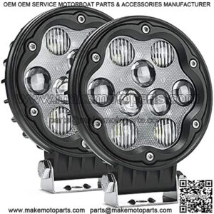 2Pcs 4.7 Inch 27W Round LED Light Pods, 2335lm Spot Flood Combo Beam Off Road Driving Lights White Light