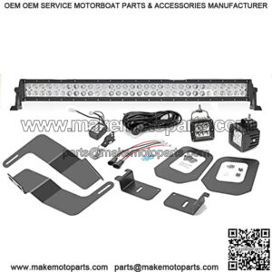 32" 180W LED Front Bumper Grille Light Bar Mount Kit for 2016-2021 Toyota Tacoma & 2X 3 LED Fog Driving Lights Pods Replacement Brackets Plug N Play w/Remote Control Wiring Harness