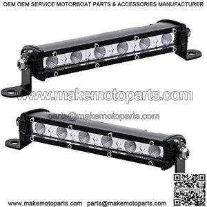 2pc 7" Ultra-Slim Single Row Off Road LED Light Bar [1530lm] [18W] [IP68 Waterproof] [12V - 24V] Fog / Driving / Work Lights for Trucks ATV Cars - 60 Degrees Flood Light