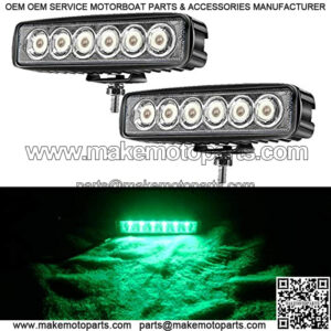 Green Led Light Bar 2PCS 18W Spot Driving Fog Light Off-road Work Light Waterproof Compatible for Jeep Boat ATV SUV Truck Pick-up Van Fishing Hunting Navigation 12v 24v