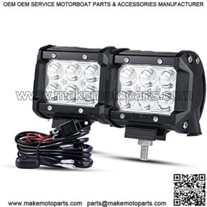 LED Light Bar 4 inch 18W LED Pods 1800lm Spot Beam Driving light Offroad lights with Wiring Harness (Pack of 2)