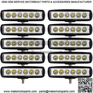 10pcs 18W 6 Inch LED Work Light Spot Beam Single Row LED Light Bar 12V 24V Super Slim Offroad Driving Lights Fog Lamps for Truck Tractor Boat 4x4 Car SUV ATV