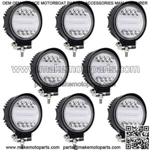 LED Light Bar Turboo 8pcs 4 inch 96w Round LED Offroad Light Pods Spot Flood Combo Work Light Off Road Driving Light Fog Lights Waterproof for Trucks Jeep ATV UTV SUV Pickup Boat