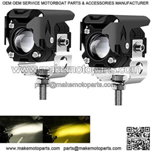 Motorcycle LED Driving Fog Lights 60W 6000lm Amber/Yellow White Dual Color Auxiliary Spot Lights Offroad Work Lights Pod for Motorcycle Truck SUV ATV E-Bike Tractor, 2 Packs