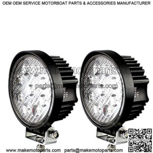 LED Pods Spot Flood Light 4" 27W Round Work Light 6000K for Tractor Bulldozer UTV Golf Cart Boat Off Road Truck Jeep SUV ATV - Voltage Automotive (2x Flood Light)
