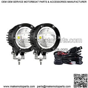 4In 72W Round Led Offroad Light, 2PCS 7200LM Spot Light Pod with Wiring Harness Kit Super Bright Led Pod Lights White Round LED Pods for Truck Jeep Motorcycle SUV ATV UTV Wrangler