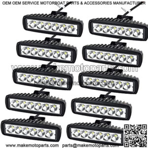10 Pcs 6 inch 18W Spot LED Work Light Bar Off Road Car Driving Lamp for Jeep Cabin Boat SUV Truck Car ATV Vehicles Marin (18W,6000K)