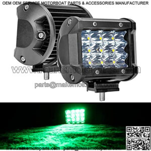 Green Led Light Bar 4-inch 36W Triple Row Spot Light Bar 3600Lm Led Pods Waterproof Off-Road Fog Lights with Bottom Brackets for Trucks Motor ATV UTV SUV Car Off-Road Boat 12V 24V