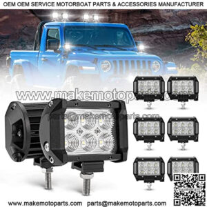 8Pcs 18W LED Light Pods, 4 Inch Flood Beam Work Lights,Off Road Driving Fog Cubes Lights Bar Waterproof for Truck Boat UTV ATV Marine Golf Cart Pickup Trailer