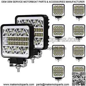 4 Inch Trucks LED Work Lights for Tractor10Pcs Square Ph-iLip LED Light Pods 15000LM Spot Flood Combo Off Road Driving LED Light Bar Waterproof for Truck Tractor UTV ATV Golf Cart