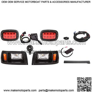 Golf Cart LED Headlight and Tail Light Kits for Club Car DS Carts (12V-48V), Super Bright With Turn Signals Kits, Brake Lights, Hazard Light Switch, Horn, Safe Daytime Running Lights