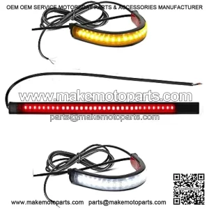 DTR2017 Flexible Universal LED Strip Turn Signals Brake Tail Lights, 12V Motorcycle Front Fork Running Lights for Harley Heritige, Kawasaki, Dirt Bike, Cafe Racer, ATV