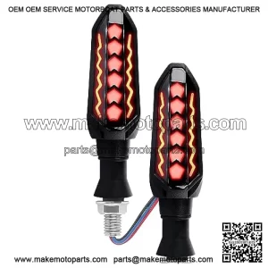 2PCS Motorcycle Turn Signals LED,Cool Flowing Motorcycle Blinkers Indicators,Universal 12V Motorcycle Lights Sequential Turn Signal for Motorcycle Scooter (Red-Amber)