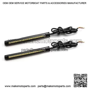 Tech Switchback Sequential LED Turn Signal Brake Tail Strip Light for Motorcycle with Fork Dual Color White/Amber Flexible Tube 36SMD