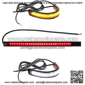 Flexible Universal LED Strip Turn Signals Brake Tail Lights, 12V Motorcycle Front Fork Running Lights for Harley Heritige, Kawasaki, Dirt Bike, Cafe Racer, ATV