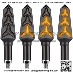 4PCS Motorcycle Indicator Lights, 12V Super Bright Flowing Turn Signal Brake Daytime Running Light, Universal for Motorbike Scooter Quad Cruiser Harley Yamaha Suzuki Off Road (Black)