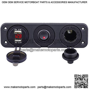 Dual USB Socket Charger 4.2A & LED Voltmeter + 12V Power Outlet + ON-OFF Rocker Toggle Switch Four Functions Panel for Car Marine Boat RV Truck Camper Vehicles (Red)